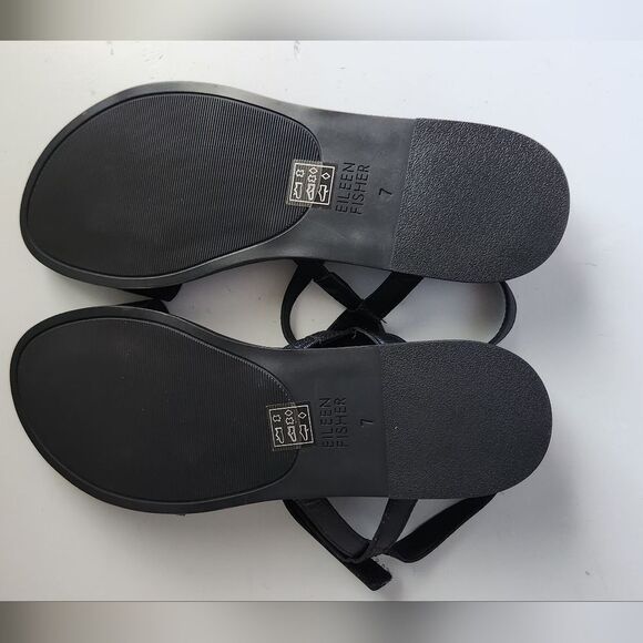 NWOT Eileen Fisher Black  Leather Sandals Size 7 - Picture 4 of 5